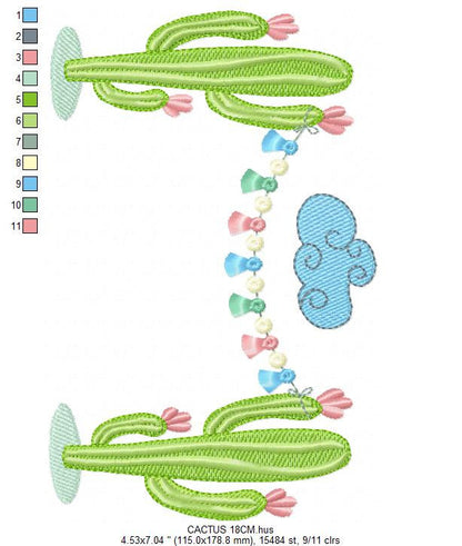 Llama with flowers embroidery design - Mexican cactus machine embroidery pattern - Mexican llama applique design - Instant download pes jef