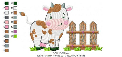 Cow embroidery design - Animal embroidery designs machine embroidery pattern - Farm embroidery file - Boy embroidery cow rippled design
