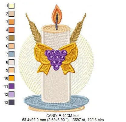 Eucharist embroidery designs - Candle embroidery design machine embroidery pattern - Catholic embroidery file - Grape Bread Wheat church Marcia Embroidery
