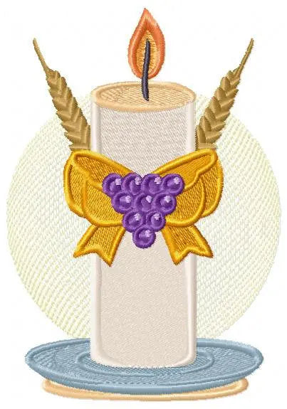Eucharist embroidery designs - Candle embroidery design machine embroidery pattern - Catholic embroidery file - Grape Bread Wheat church Marcia Embroidery