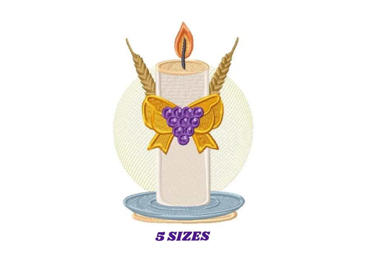 Eucharist embroidery designs - Candle embroidery design machine embroidery pattern - Catholic embroidery file - Grape Bread Wheat church Marcia Embroidery