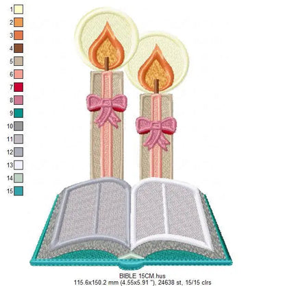 Bible embroidery designs - Candle embroidery design machine embroidery pattern - Catholic embroidery file - Grape Bread Wheat Eucharist Marcia Embroidery
