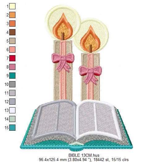 Bible embroidery designs - Candle embroidery design machine embroidery pattern - Catholic embroidery file - Grape Bread Wheat Eucharist Marcia Embroidery