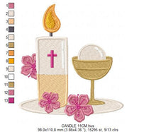 Cargar imagen en el visor de la galería, Eucharist embroidery designs - Communion embroidery design machine embroidery pattern - Catholic embroidery file - Grape Bread Wheat church
