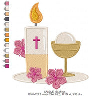 Carica l&#39;immagine nel visualizzatore di Gallery, Eucharist embroidery designs - Communion embroidery design machine embroidery pattern - Catholic embroidery file - Grape Bread Wheat church
