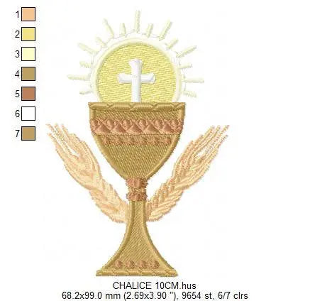 Chalice embroidery designs - Church Communion machine embroidery pattern - Catholic file - Grape Bread Wheat - Instant digital download pes Marcia Embroidery