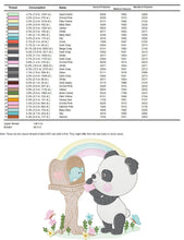 Load image into Gallery viewer, Panda with mailbox embroidery design - Animal with rainbow machine embroidery pattern - Baby boy file - Panda with bird - Instant download
