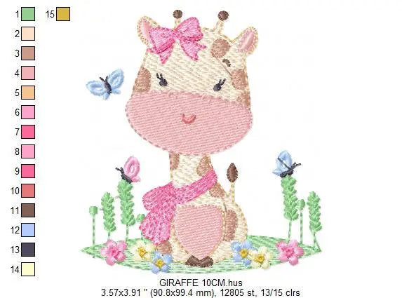 Giraffe embroidery design - Animal embroidery designs machine embroidery pattern - Baby girl embroidery file - Instant download digital file Marcia Embroidery