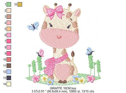 Giraffe embroidery design - Animal embroidery designs machine embroidery pattern - Baby girl embroidery file - Instant download digital file Marcia Embroidery