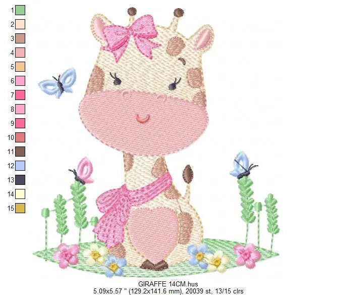 Giraffe embroidery design - Animal embroidery designs machine embroidery pattern - Baby girl embroidery file - Instant download digital file Marcia Embroidery