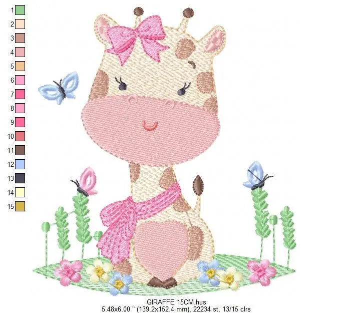 Giraffe embroidery design - Animal embroidery designs machine embroidery pattern - Baby girl embroidery file - Instant download digital file Marcia Embroidery