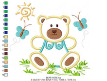 Cargar imagen en el visor de la galería, Bear with butterflies embroidery designs - Teddy Bear embroidery design machine embroidery pattern - Bear applique design - instant download
