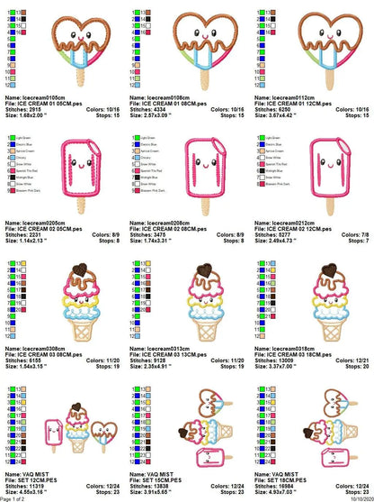 Ice cream embroidery designs - Candy applique machine embroidery pattern - Dessert file - Icecream cone applique - Instant digital download Marcia Embroidery
