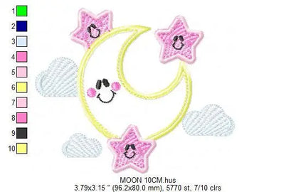 Moon embroidery design - Stars embroidery design machine embroidery patterns - Cloud embroidery file moon applique design - night embroidery Marcia Embroidery