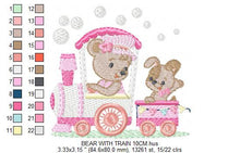 Carica l&#39;immagine nel visualizzatore di Gallery, Bear with train embroidery designs - Bear embroidery design machine embroidery pattern - Baby boy embroidery file - instant download dog
