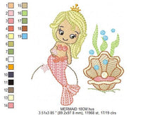 Charger l&#39;image dans la galerie, Mermaid embroidery designs - Princess embroidery design machine embroidery pattern - Mermaid rippled design - Ariel embroidery file girl
