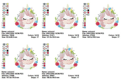 Unicorn with flowers embroidery designs - Sleeping Unicorn with Flower Frame machine embroidery pattern - Baby Girl file - Instant download