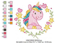 Laden Sie das Bild in den Galerie-Viewer, Unicorn embroidery designs - Baby girl embroidery design machine embroidery pattern - unicorns embroidery file instant download digital file
