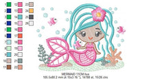 Load image into Gallery viewer, Mermaid embroidery designs - Princess embroidery design machine embroidery pattern - Mermaid applique design - Girl embroidery file download
