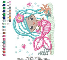 Charger l&#39;image dans la galerie, Mermaid embroidery designs - Princess embroidery design machine embroidery pattern - Mermaid applique design - Girl embroidery file download
