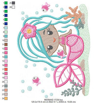 Laden Sie das Bild in den Galerie-Viewer, Mermaid embroidery designs - Princess embroidery design machine embroidery pattern - Mermaid applique design - Girl embroidery file download
