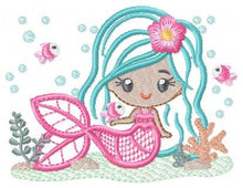 Carica l&#39;immagine nel visualizzatore di Gallery, Mermaid embroidery designs - Princess embroidery design machine embroidery pattern - Mermaid applique design - Girl embroidery file download
