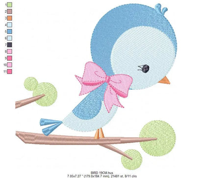 Bird embroidery designs - Baby girl embroidery design machine embroidery pattern - instant download - Nursery embroidery file digital file Marcia Embroidery