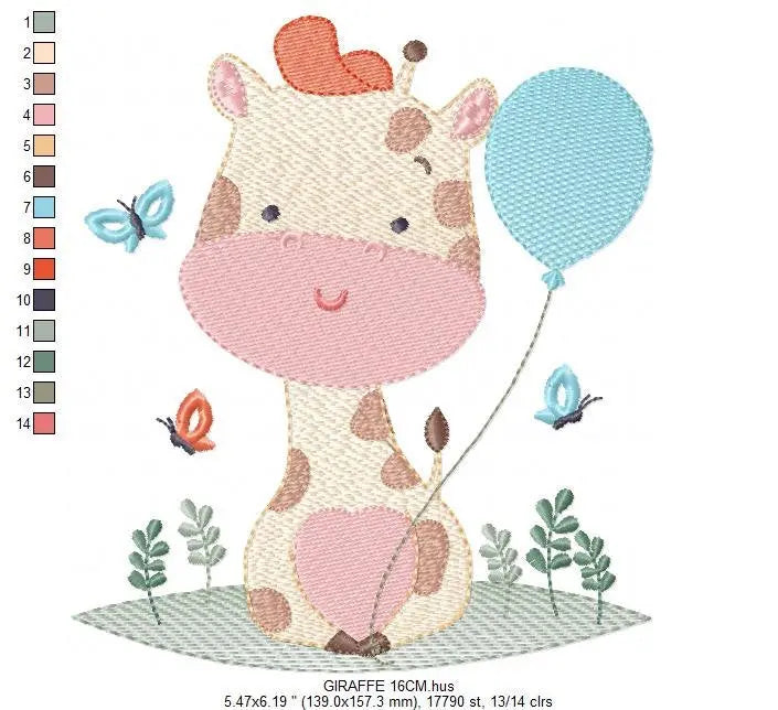 Giraffe embroidery design - Animal embroidery designs machine embroidery pattern - Baby boy embroidery file - Instant download digital file Marcia Embroidery