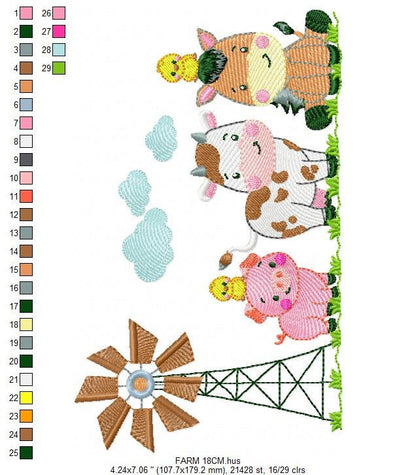 Farm animals embroidery design - Cow embroidery designs machine embroidery pattern - Farm embroidery file - Boy embroidery horse rippled