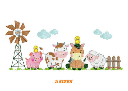 Farm animals embroidery design - Cow embroidery designs machine embroidery pattern - Farm embroidery file - Boy embroidery horse rippled