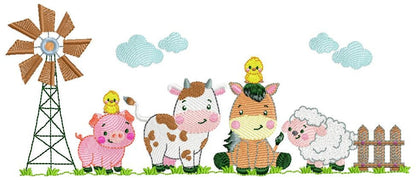 Farm animals embroidery design - Cow embroidery designs machine embroidery pattern - Farm embroidery file - Boy embroidery horse rippled