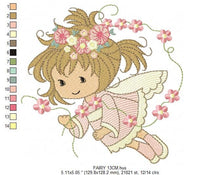 Charger l&#39;image dans la galerie, Fairy embroidery designs - Baby girl embroidery design machine embroidery pattern - Pixie embroidery file - Fairy design Instant Download
