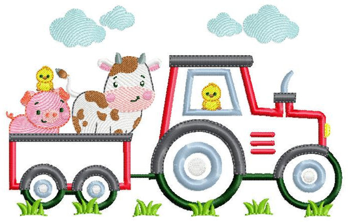 Tractor embroidery designs - Farm animals embroidery design machine embroidery pattern - Vehicle embroidery file - tractor applique baby boy
