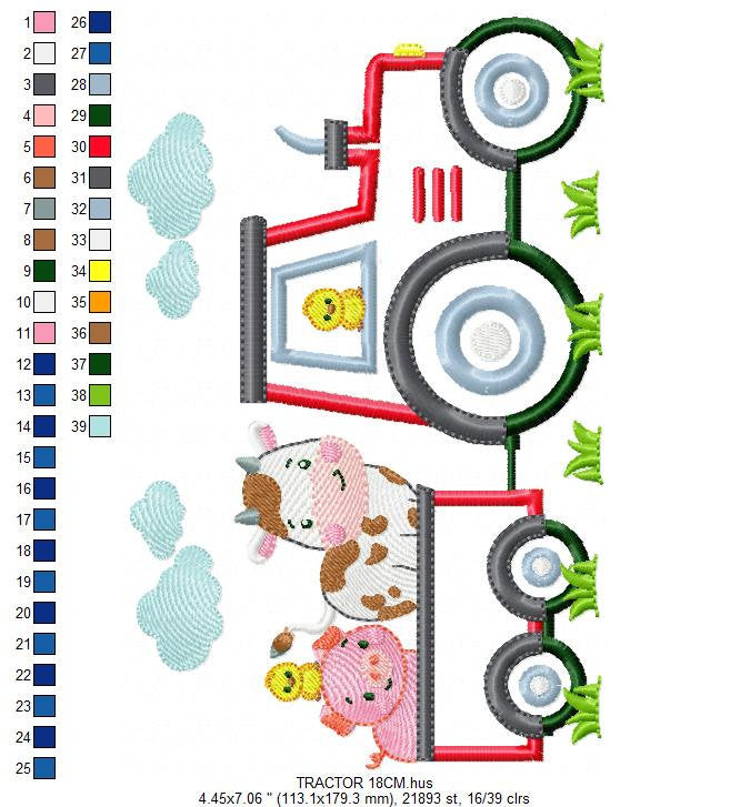 Tractor embroidery designs - Farm animals embroidery design machine embroidery pattern - Vehicle embroidery file - tractor applique baby boy