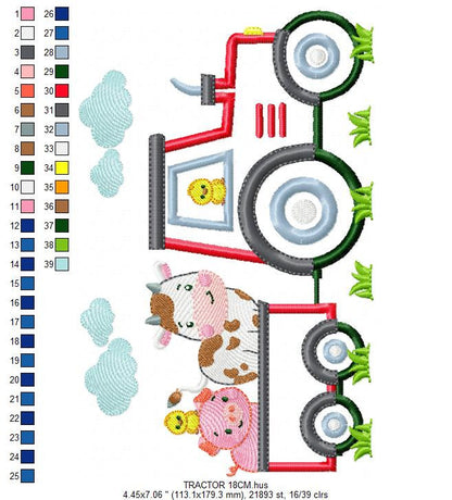 Tractor embroidery designs - Farm animals embroidery design machine embroidery pattern - Vehicle embroidery file - tractor applique baby boy
