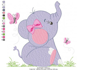 Elephant embroidery designs - Animal embroidery design machine embroidery pattern - Baby girl embroidery file - kid embroidery Towel pillow