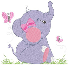 Cargar imagen en el visor de la galería, Elephant embroidery designs - Animal embroidery design machine embroidery pattern - Baby girl embroidery file - kid embroidery Towel pillow
