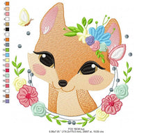 Charger l&#39;image dans la galerie, Red Fox embroidery designs - Woodland animals embroidery design machine embroidery pattern - Baby girl embroidery file - instant download
