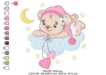 Cargar imagen en el visor de la galería, Mouse embroidery designs - Baby girl embroidery design machine embroidery pattern - Cute sweet bear with cloud - instant download digital
