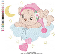 Charger l&#39;image dans la galerie, Mouse embroidery designs - Baby girl embroidery design machine embroidery pattern - Cute sweet bear with cloud - instant download digital
