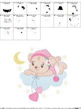 Cargar imagen en el visor de la galería, Mouse embroidery designs - Baby girl embroidery design machine embroidery pattern - Cute sweet bear with cloud - instant download digital
