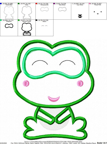 Frog embroidery designs - Animal embroidery design machine embroidery pattern - Baby boy embroidery file - frog applique design download