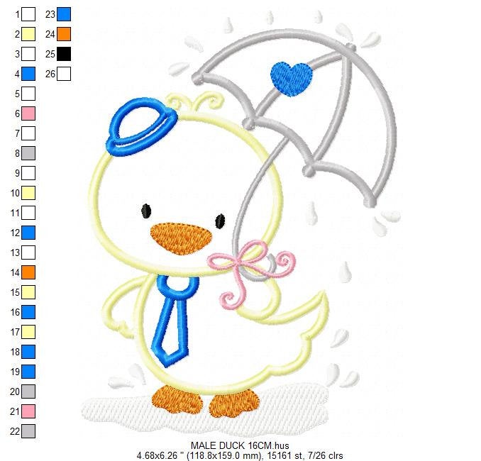 Duck embroidery design - Animal embroidery designs machine embroidery pattern - boy embroidery file - baby girl embroidery duck applique