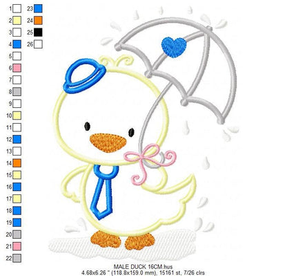 Duck embroidery design - Animal embroidery designs machine embroidery pattern - boy embroidery file - baby girl embroidery duck applique