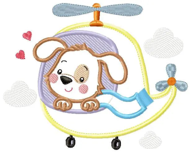 Dog embroidery designs - Helicopter embroidery design machine embroidery pattern - Animal embroidery file - helicopter applique design boy Marcia Embroidery