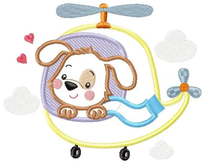 Dog embroidery designs - Helicopter embroidery design machine embroidery pattern - Animal embroidery file - helicopter applique design boy Marcia Embroidery
