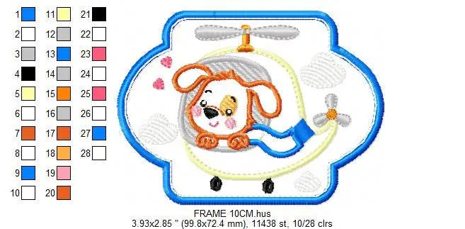 Dog embroidery designs - Helicopter embroidery design machine embroidery pattern - Animal embroidery file - helicopter applique design boy Marcia Embroidery