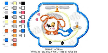 Dog embroidery designs - Helicopter embroidery design machine embroidery pattern - Animal embroidery file - helicopter applique design boy Marcia Embroidery