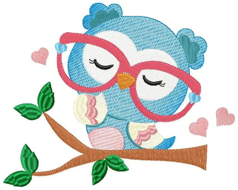Owl embroidery design - Owl with glasses embroidery design machine embroidery pattern - bird embroidery file school teacher digital download Marcia Embroidery