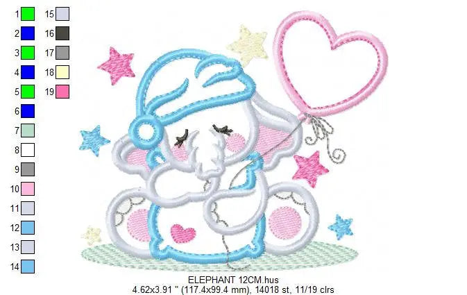 Sleepy Elephant embroidery designs - Sleeping Animal embroidery design machine embroidery pattern - Elephant applique - instant download pes Marcia Embroidery